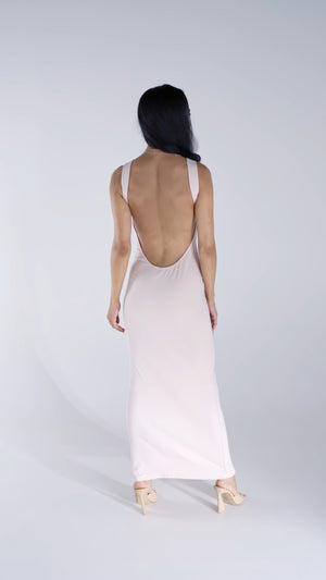 Robe longue dos nu plongeant sexy couleur pastel – par EXCUS paris